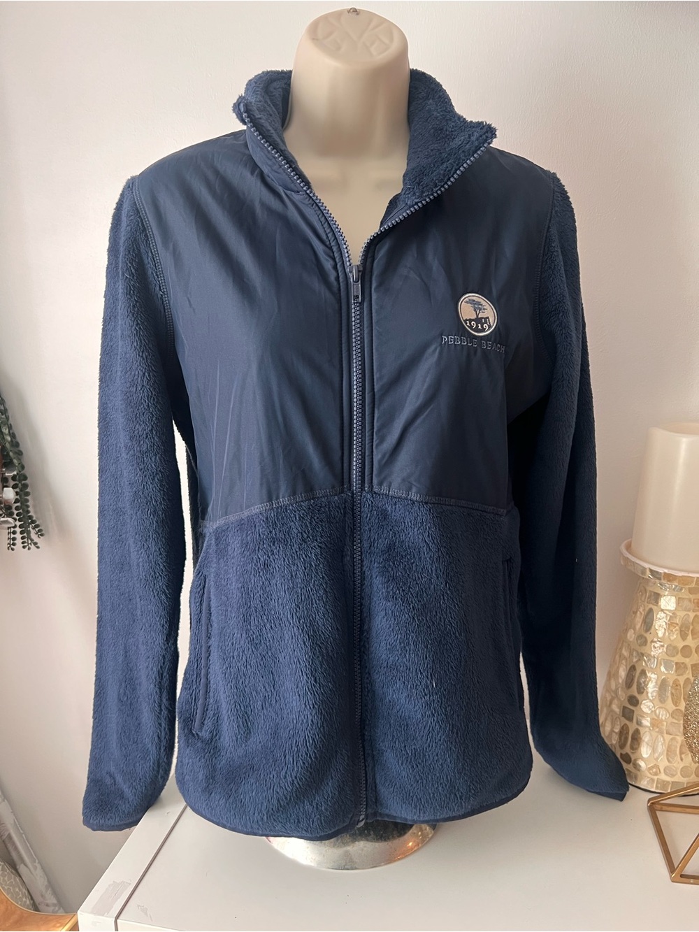 Pebble Beach Women’s Navy Full-Zip Teddy Fleece Jacket